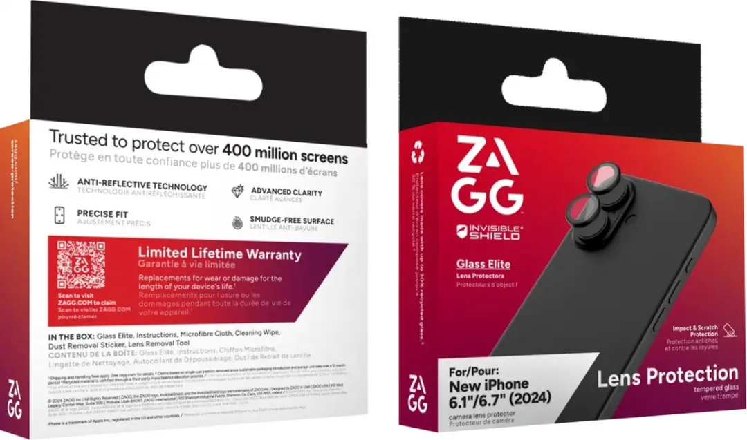 ZAGG InvisibleShield Glass Elite Camera Beschermer - iPhone 16/16 Plus