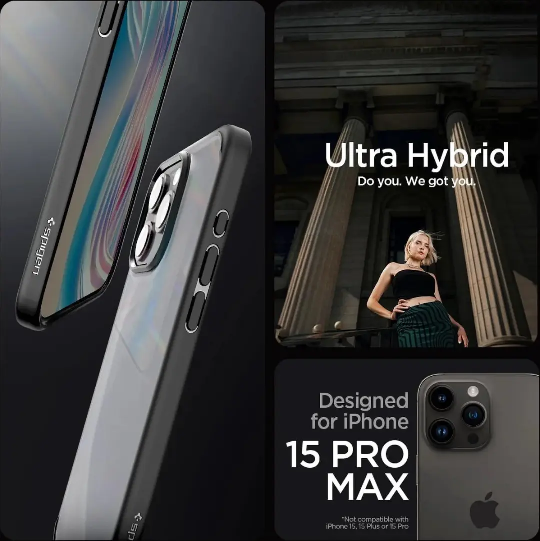 Spigen Ultra Hybrid iPhone 15 Pro Max Hoesje ACS06568 - Zwart