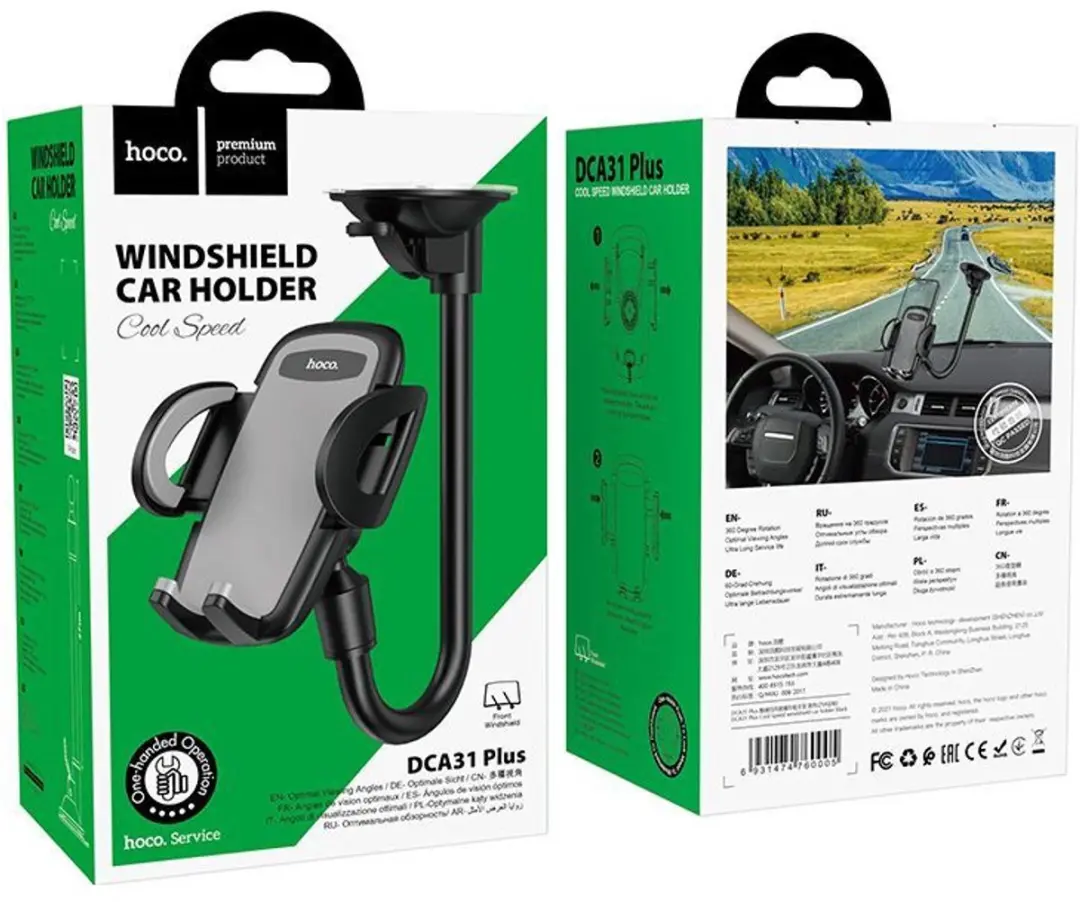 Hoco Pro Telefoonhouder Auto Voorruit DCA31 Plus - Universeel 7" - Zwart - afbeelding 6 van 6
