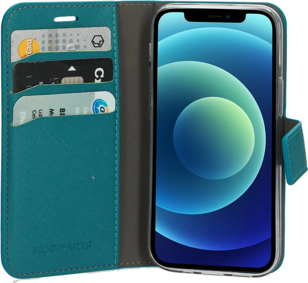 Mobiparts MP-108532 Hoesje iPhone 12 Mini - Portemonnee - Turquoise