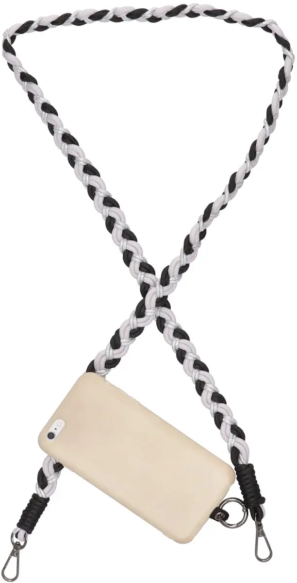 Beagles Fashion Gevlochten Telefoonkoord - Zwart met Zilver