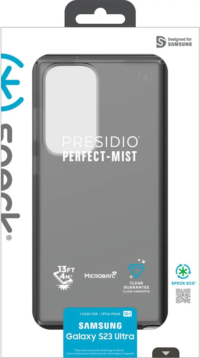 Speck Presidio Perfect Mist Hoes - Samsung Galaxy S23 Ultra - Grijs/Transparant