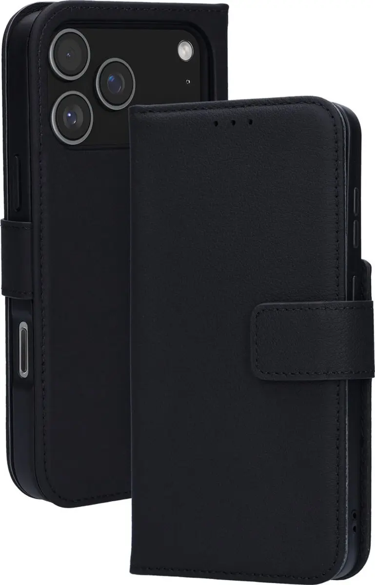 Mobiparts MP-130620 Hoesje iPhone 17 Pro Max - Leder Wallet 2-in-1 - MagSafe - Zwart