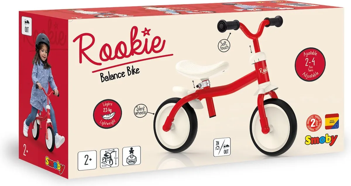 Smoby Rookie Balance Bike 10" - Rood - afbeelding 6 van 6