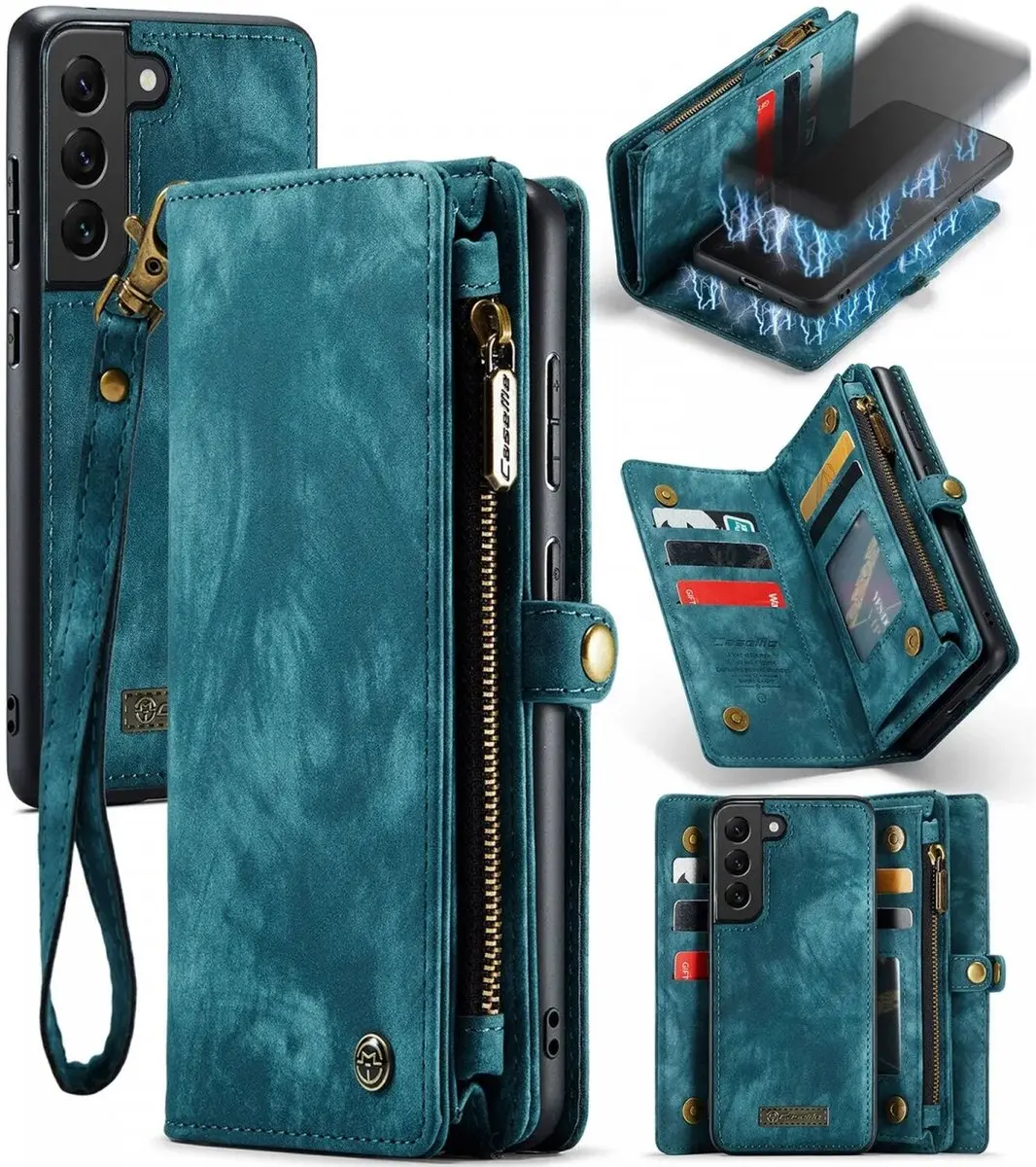 Caseme 008 Book Case Samsung Galaxy S22 - 10 Pasjes - Groen - afbeelding 6 van 6