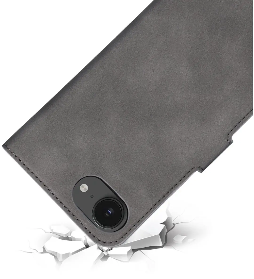 Mobiparts MP-128832 Hoesje iPhone 16/17 - Wallet Eco Leer Grijs