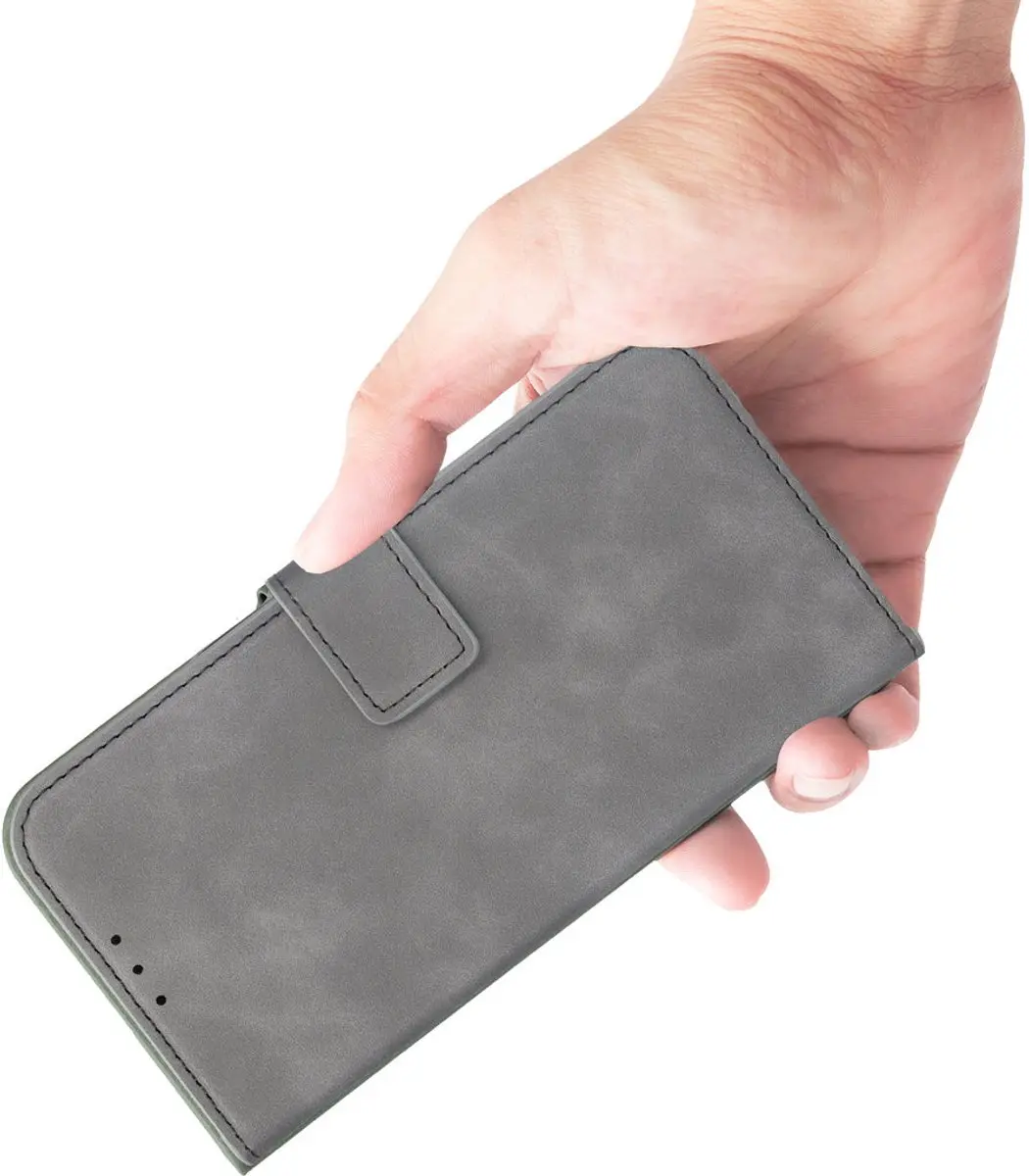 Mobiparts MP-128832 Hoesje iPhone 16/17 - Wallet Eco Leer Grijs