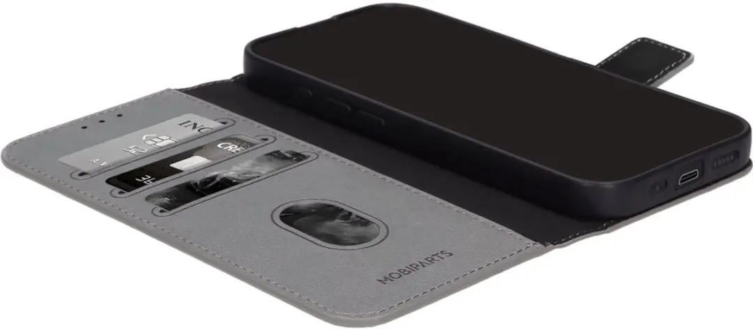 Mobiparts MP-128832 Hoesje iPhone 16/17 - Wallet Eco Leer Grijs