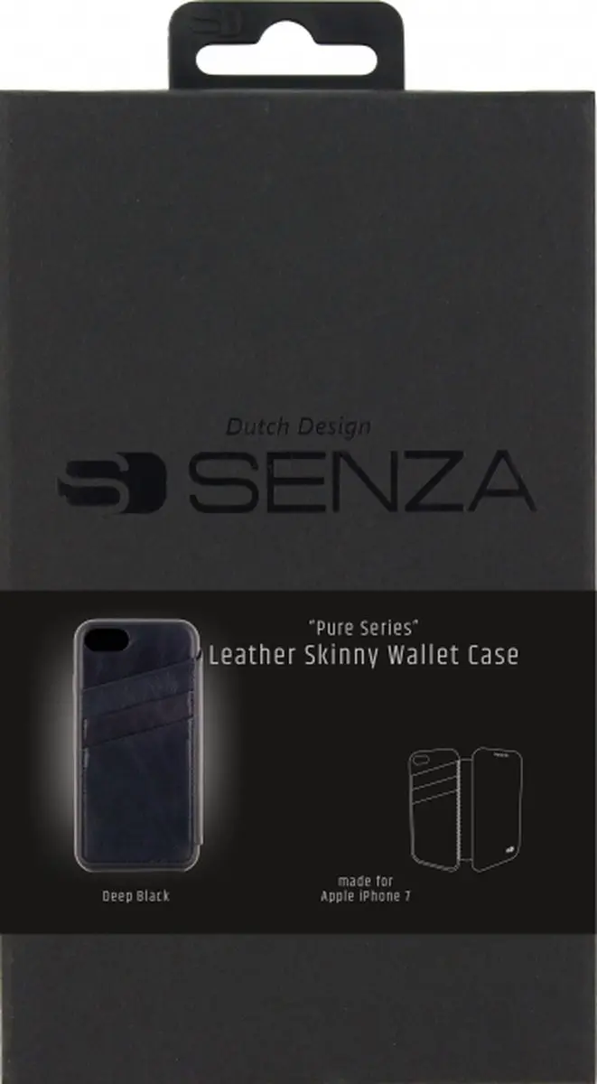 Senza Pure Skinny Leather Wallet Apple iPhone 7/8 - 3 Pasjes - Zwart - afbeelding 6 van 6