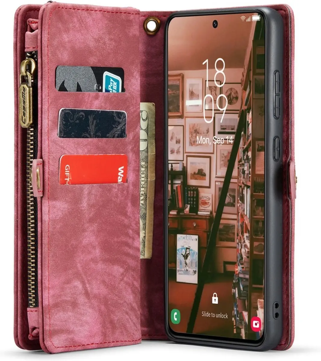 Caseme 008 Hoesje Samsung Galaxy S23 - 2-in-1 Book Case - 8 Pasjes - Pink