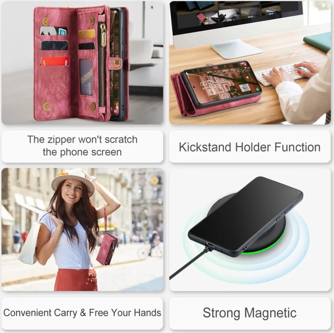 Caseme 008 Hoesje Samsung Galaxy S23 - 2-in-1 Book Case - 8 Pasjes - Pink - afbeelding 6 van 6