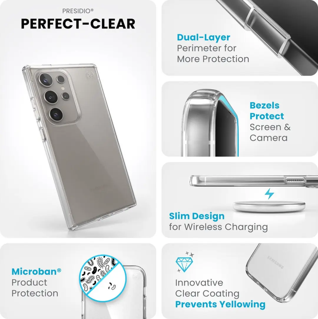 Speck Presidio Perfect Clear Hoesje 150620-5085 - Samsung Galaxy S24 Ultra - Transparant