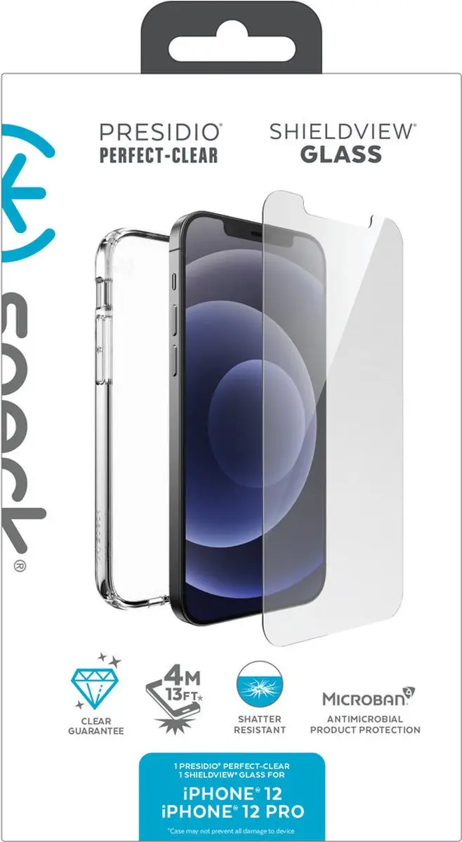 Speck Presidio Perfect Clear + Shieldview Bundle iPhone 12/12 Pro - 139189-5085 - Transparant