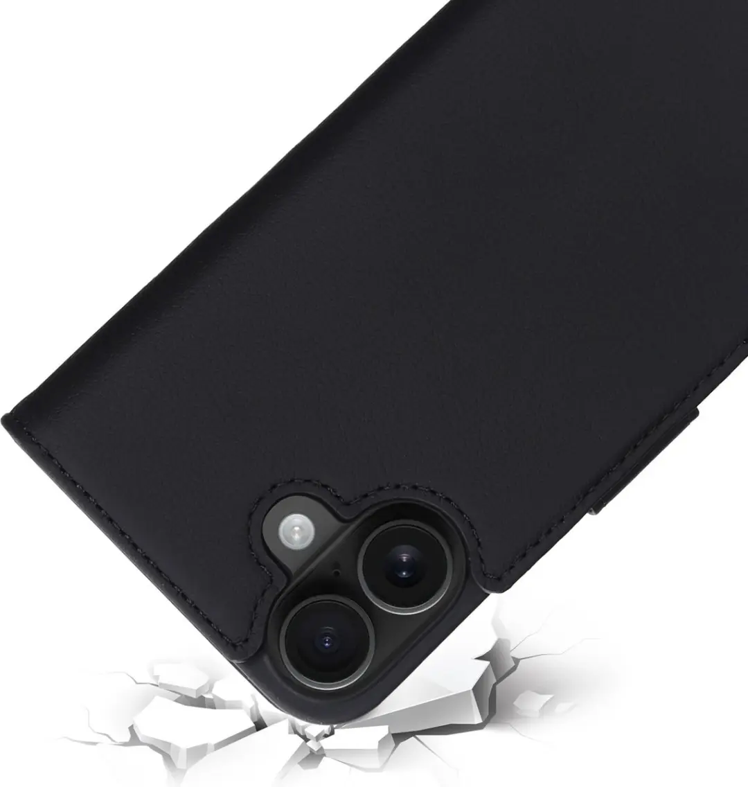 Mobiparts MagSafe Portemonnee iPhone 16 - Echt Leer Zwart