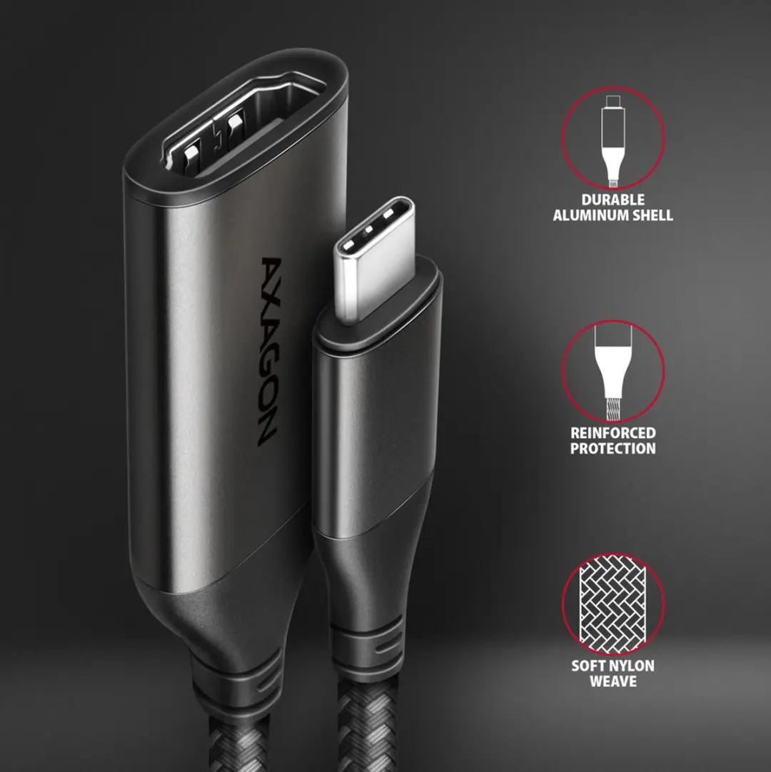 Axagon USB-C naar HDMI Adapter RVC-HI2M - 4K UHD - Zwart