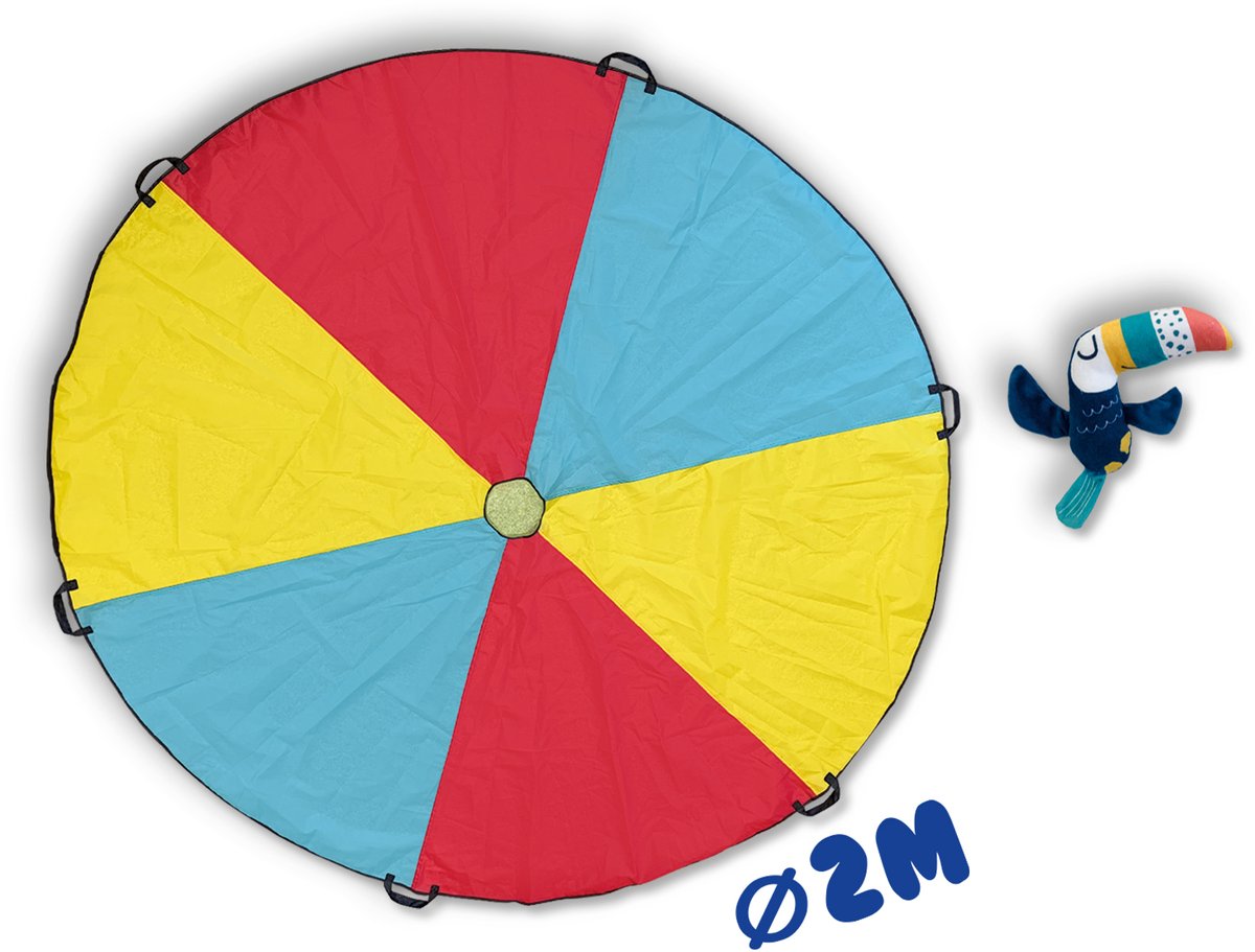 SES - Parachute vliegende toekan - stevig materiaal - inclusief toekan en parachute doek