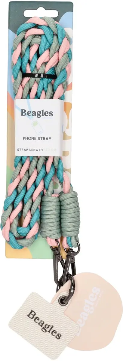Beagles Gevlochten Telefoonkoord - Turquoise