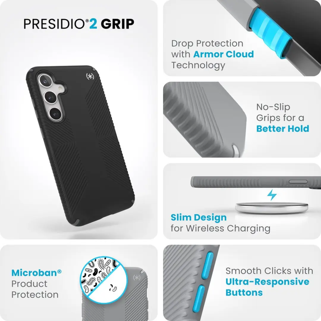 Speck Presidio2 Grip 150616-3205 Hoesje - Samsung Galaxy S24 Plus - Zwart - afbeelding 6 van 6