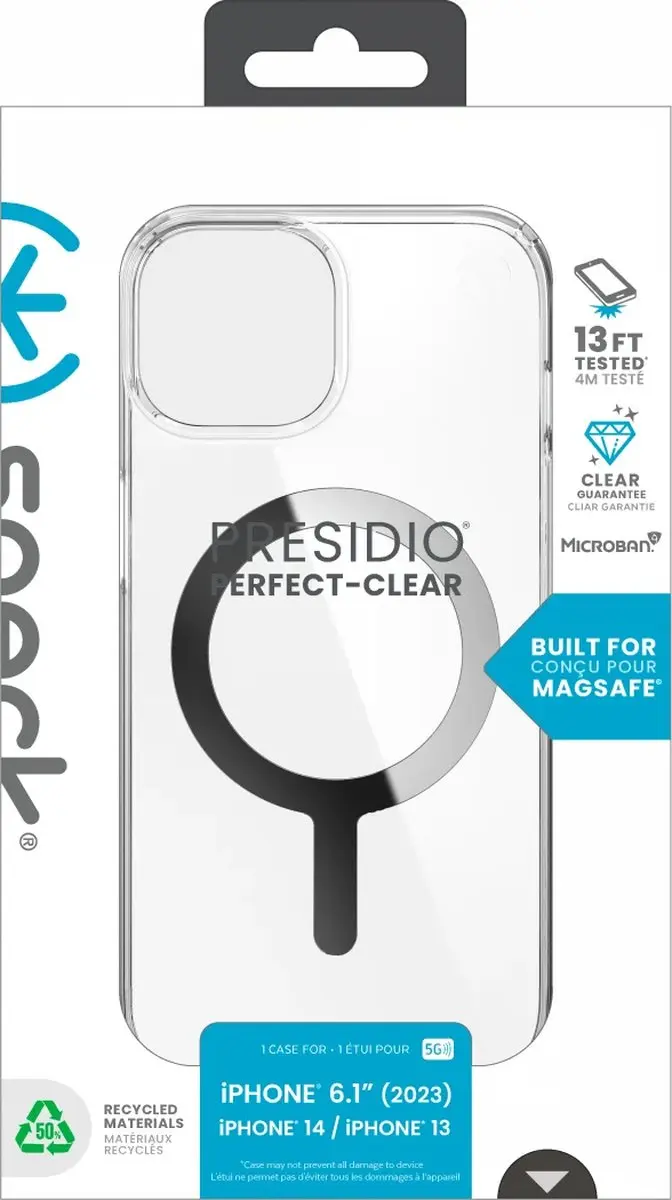 Speck Presidio Perfect Clear Hoesje iPhone 15/14/13 - Transparant - MagSafe