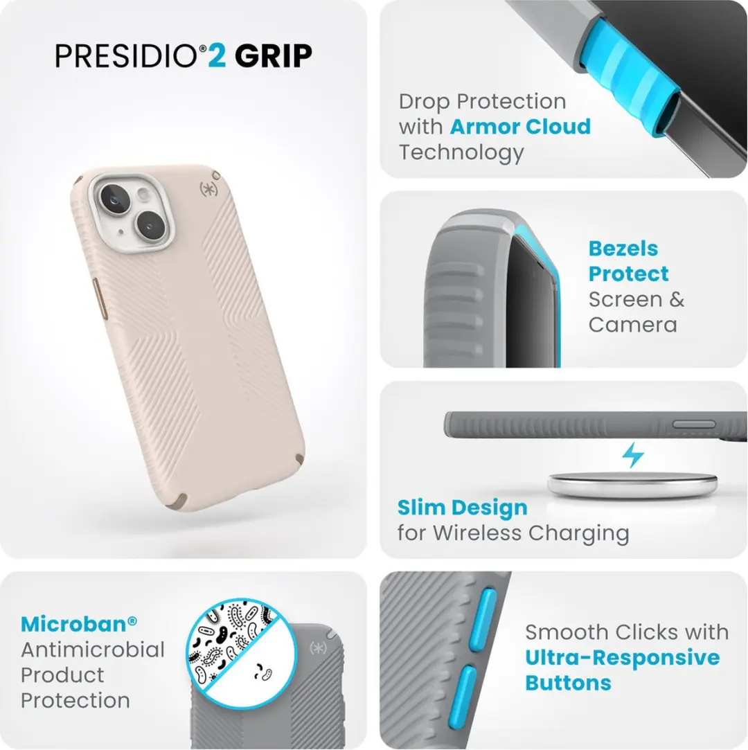 Speck Presidio2 Grip iPhone 15/14/13 Hoesje - Beige/Geel