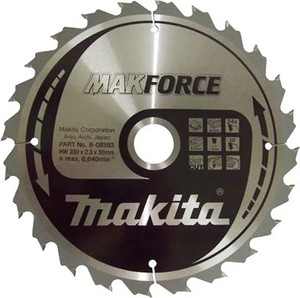 Makita Makforce B-08296 Cirkelzaagblad Hout 160mm - 24T - afbeelding 2 van 2