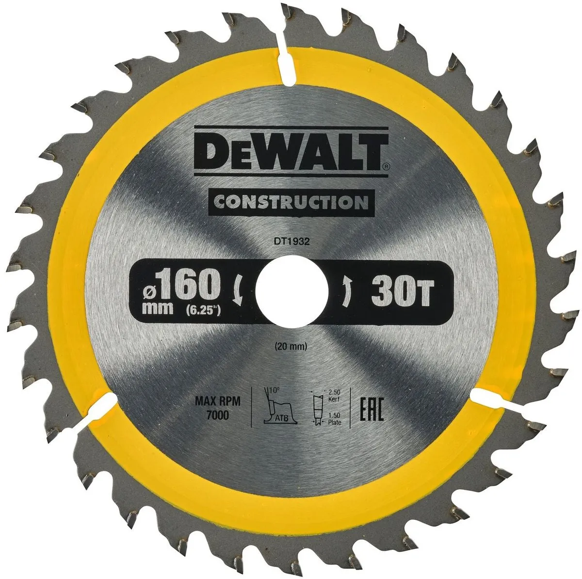 DeWalt DT1932-QZ Cirkelzaagblad Hout 160mm 30T