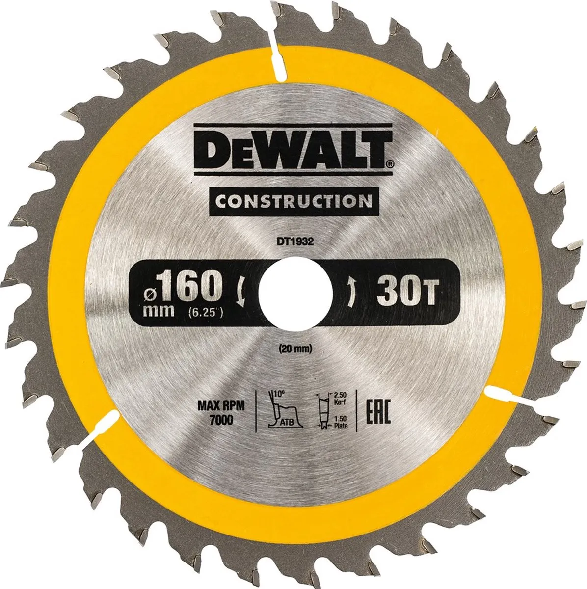 DeWalt DT1932-QZ Cirkelzaagblad Hout 160mm 30T
