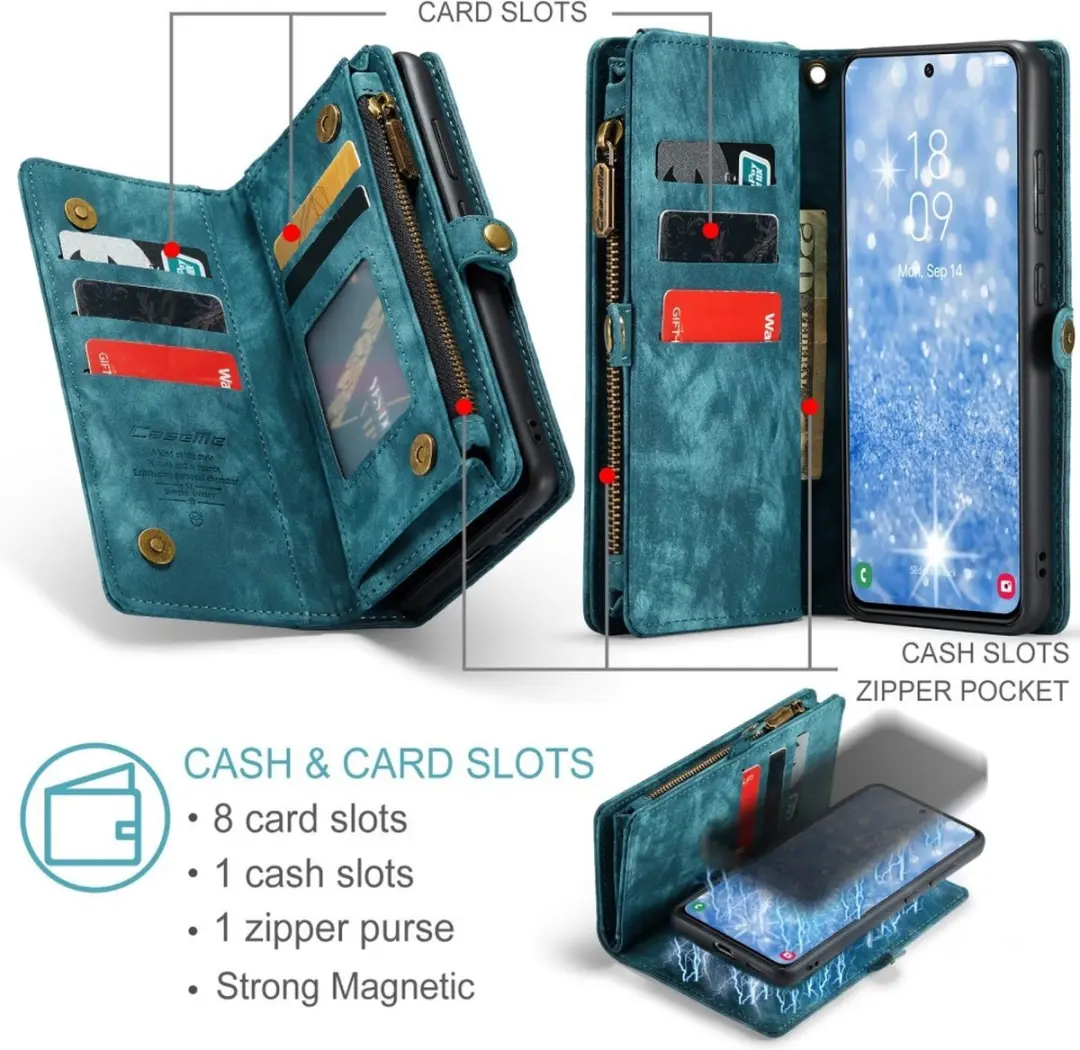 Caseme 008 Hoesje Samsung Galaxy S23 - Blauw - 8 Pasjes