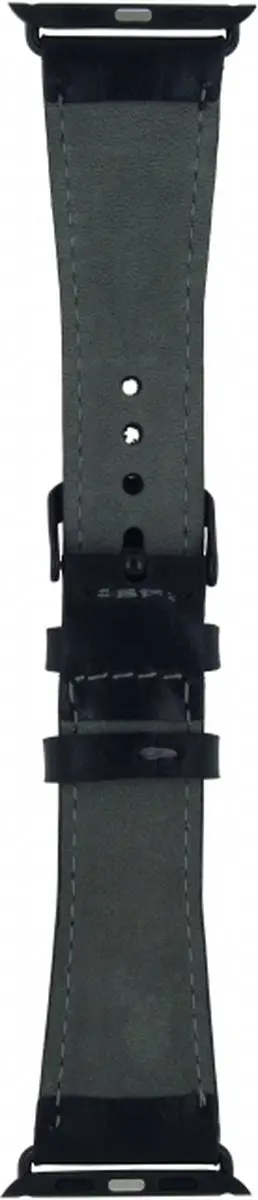 Senza Desire Strap Leren Bandje Apple Watch Series 7 45mm - Zwart