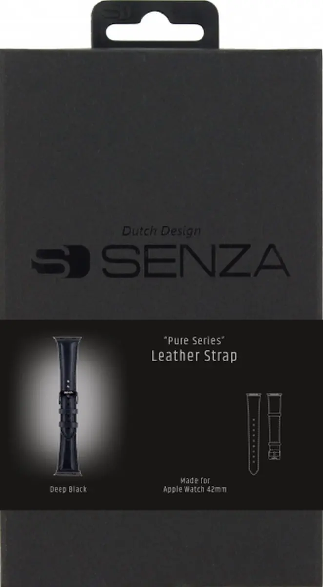 Senza Desire Strap Leren Bandje Apple Watch Series 7 45mm - Zwart
