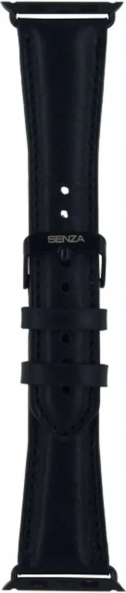 Senza Desire Strap Leren Bandje Apple Watch Series 7 45mm - Zwart