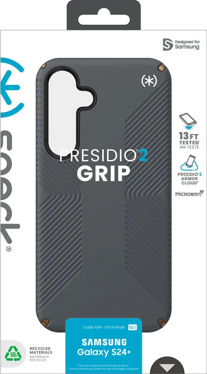 Speck Presidio2 Grip 150616-3212 Hoesje - Samsung Galaxy S24 Plus Grijs
