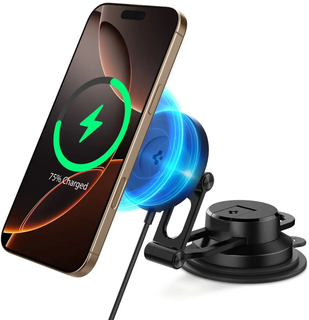 Spigen Onetap Pro 4 ITQ35W Autolader - MagSafe - Zwart