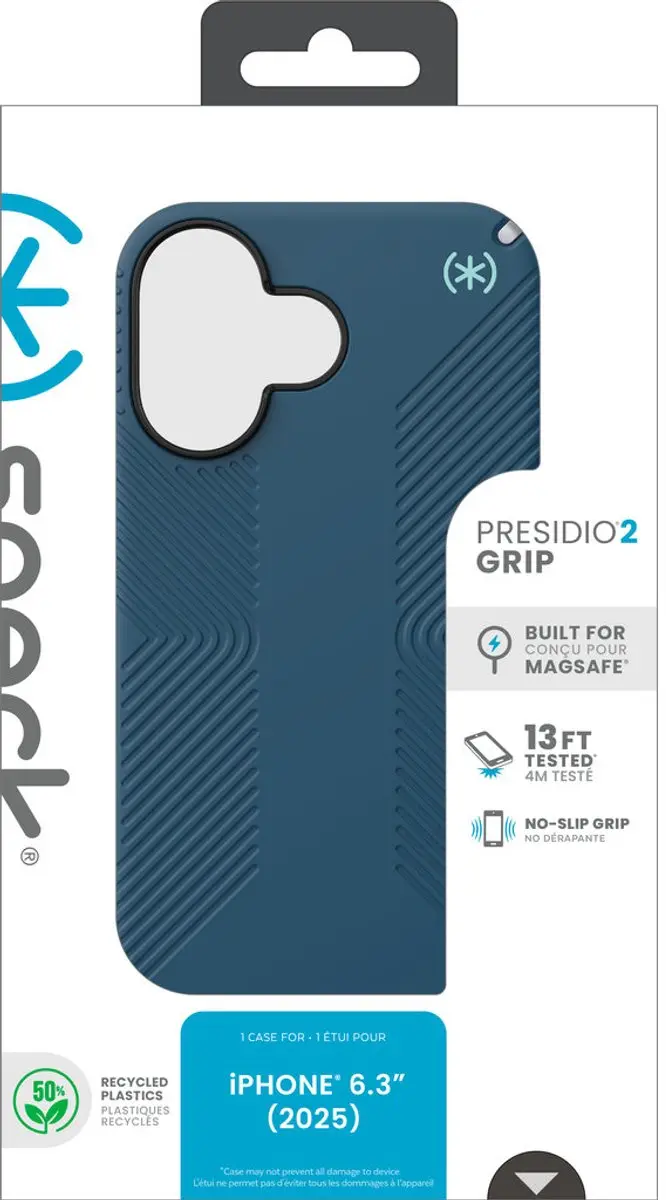 Speck Presidio2 Grip iPhone 17 Hoesje - Blauw - 4m Valbestendig