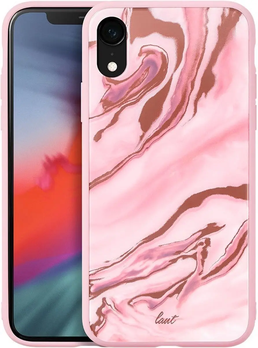 Laut iPhone XR Hoesje Mineral Glas - Roze