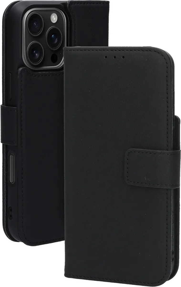 Mobiparts MP-127227 Hoesje iPhone 16 Pro Max - MagSafe Leder Wallet 3 Pasjes - Zwart
