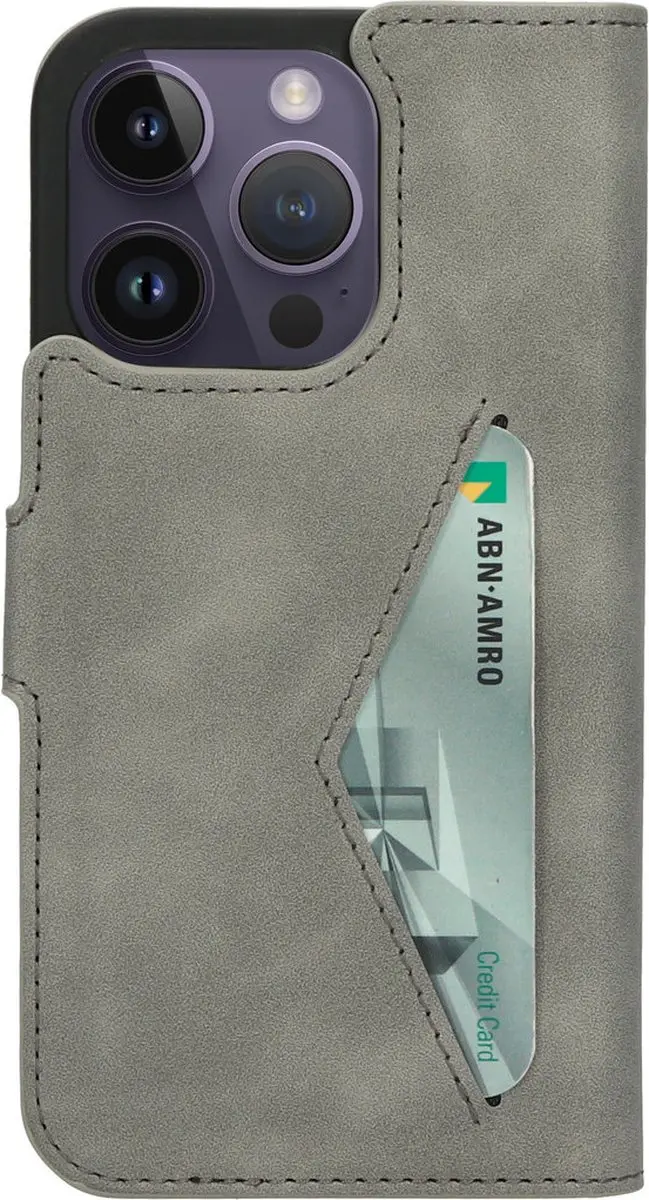 Mobiparts MP-122617 Hoesje iPhone 14 Pro - Grijs Eco Leer