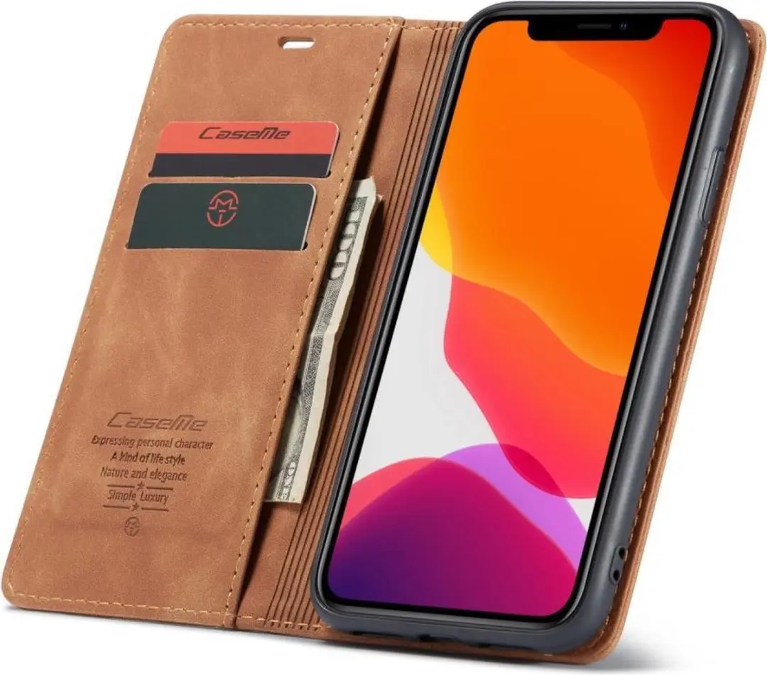 Caseme Book Case iPhone 11 Hoesje - Bruin
