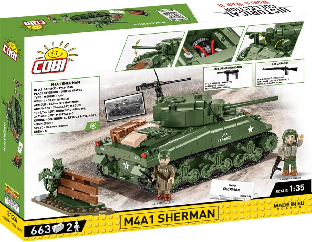 Cobi M4A1 Sherman 663 Stukken - Meerkleurig