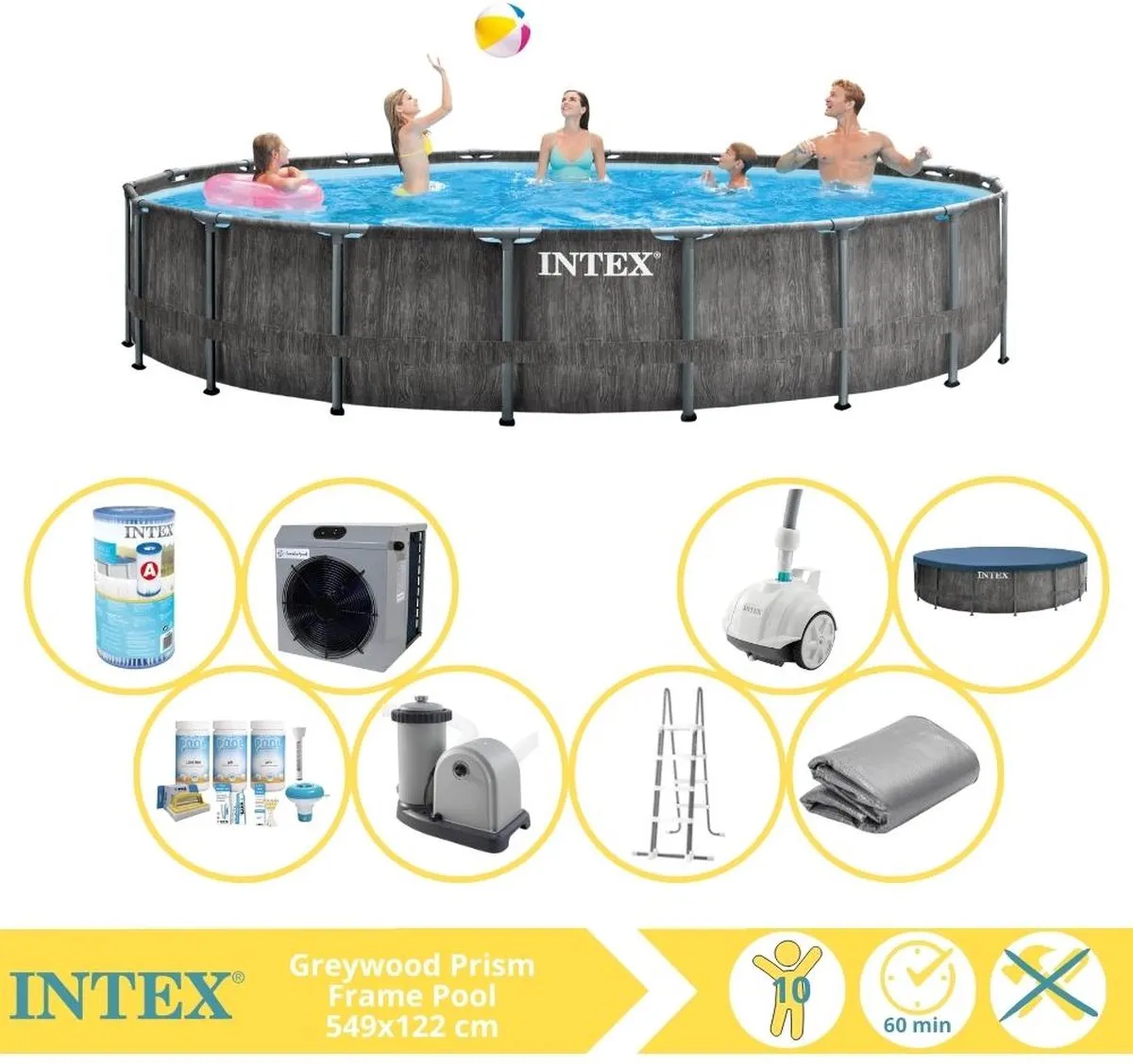 Intex Prism Frame 26744GN Opzetzwembad 549x122cm - Grijs