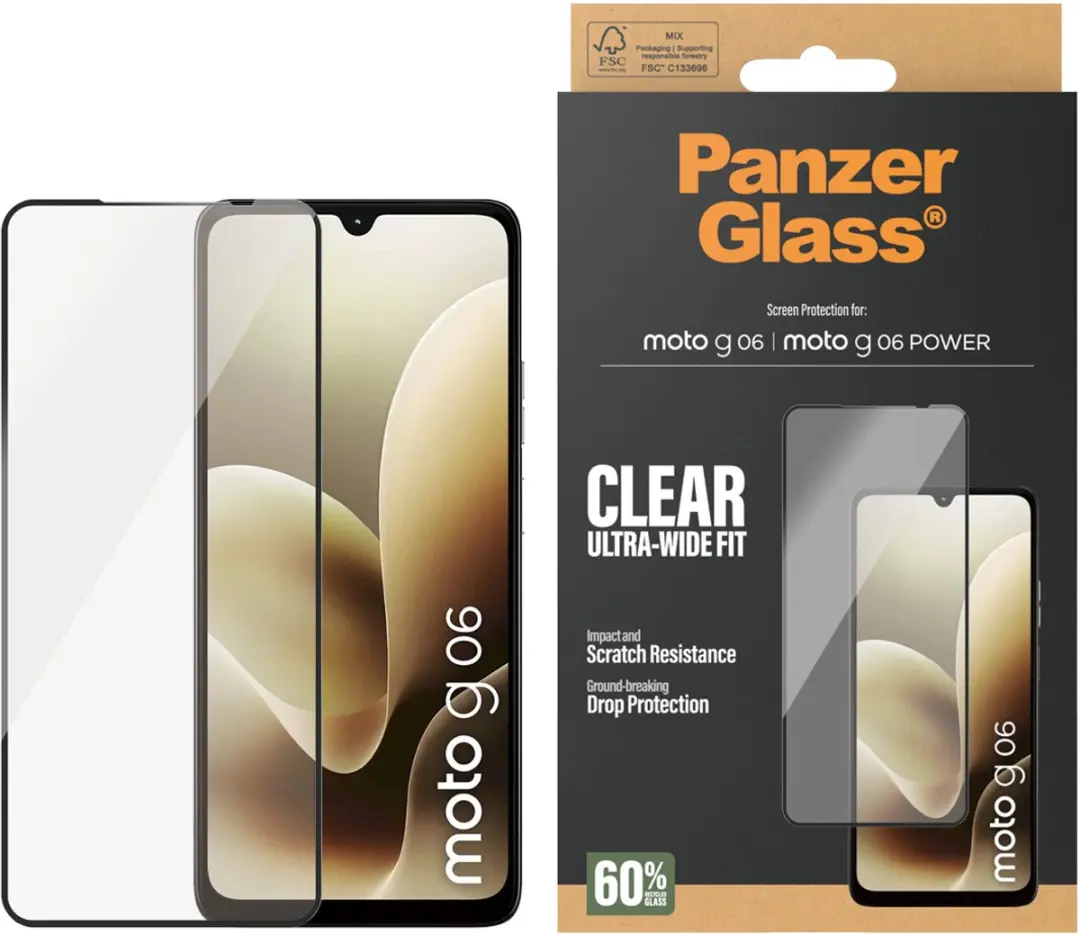 PanzerGlass Moto G06 Screen Protector - Ultra-Wide Fit - Doorzichtig