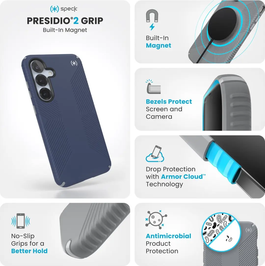 Speck Presidio2 Grip 150879-3206 Hoesje - Samsung Galaxy S25 Plus - Blauw