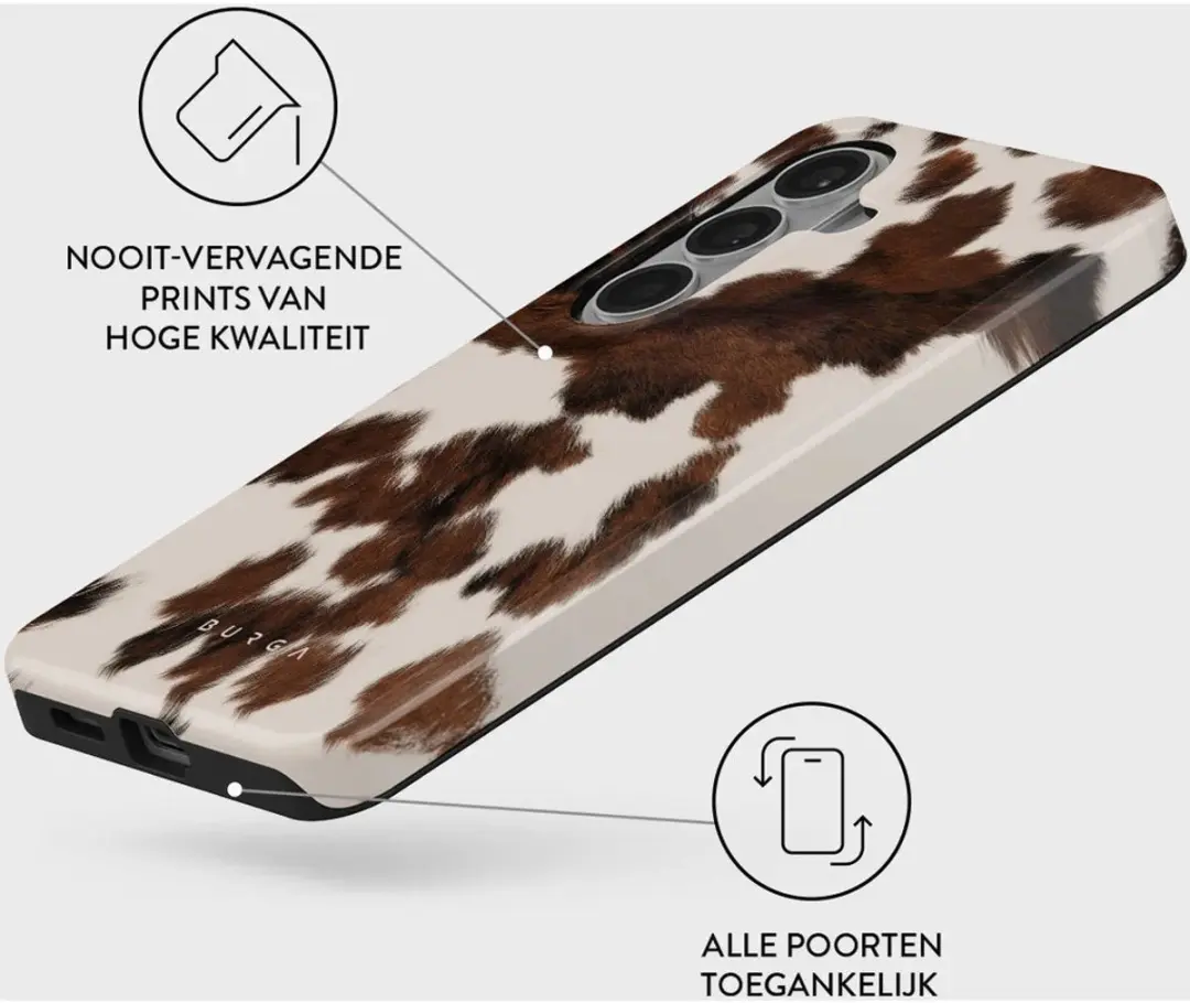 Burga Tough MagSafe Hoesje Samsung Galaxy S26 - Wit/Bruin