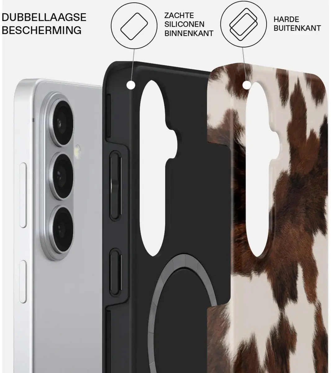Burga Tough MagSafe Hoesje Samsung Galaxy S26 - Wit/Bruin