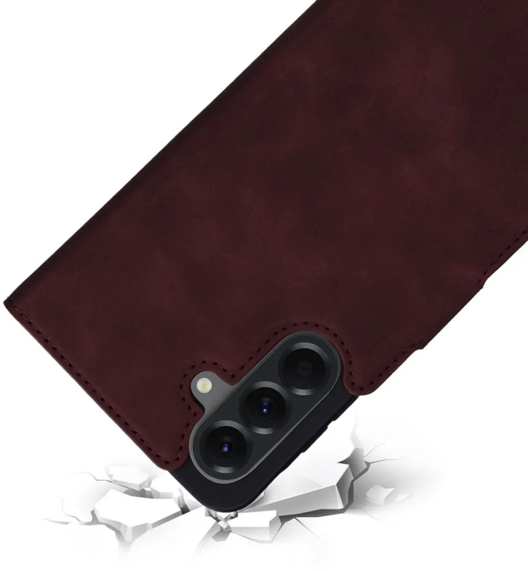 Mobiparts MP-128761 Hoesje Samsung Galaxy A56 - Wallet - Eco Leer - Paars/Rood
