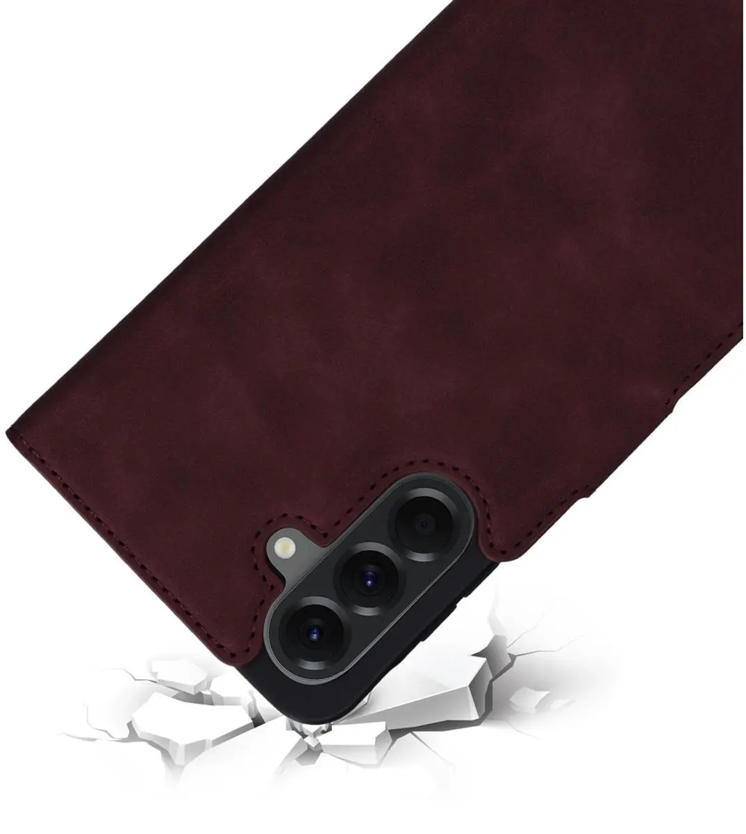 Mobiparts MP-128761 Hoesje Samsung Galaxy A56 - Wallet - Eco Leer - Paars/Rood