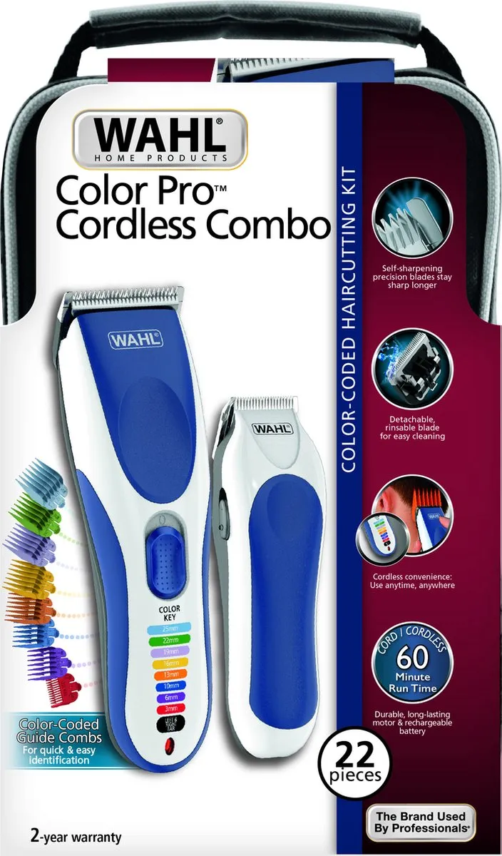 Wahl Color Pro Tondeuse 09649-916 - Wit/Blauw