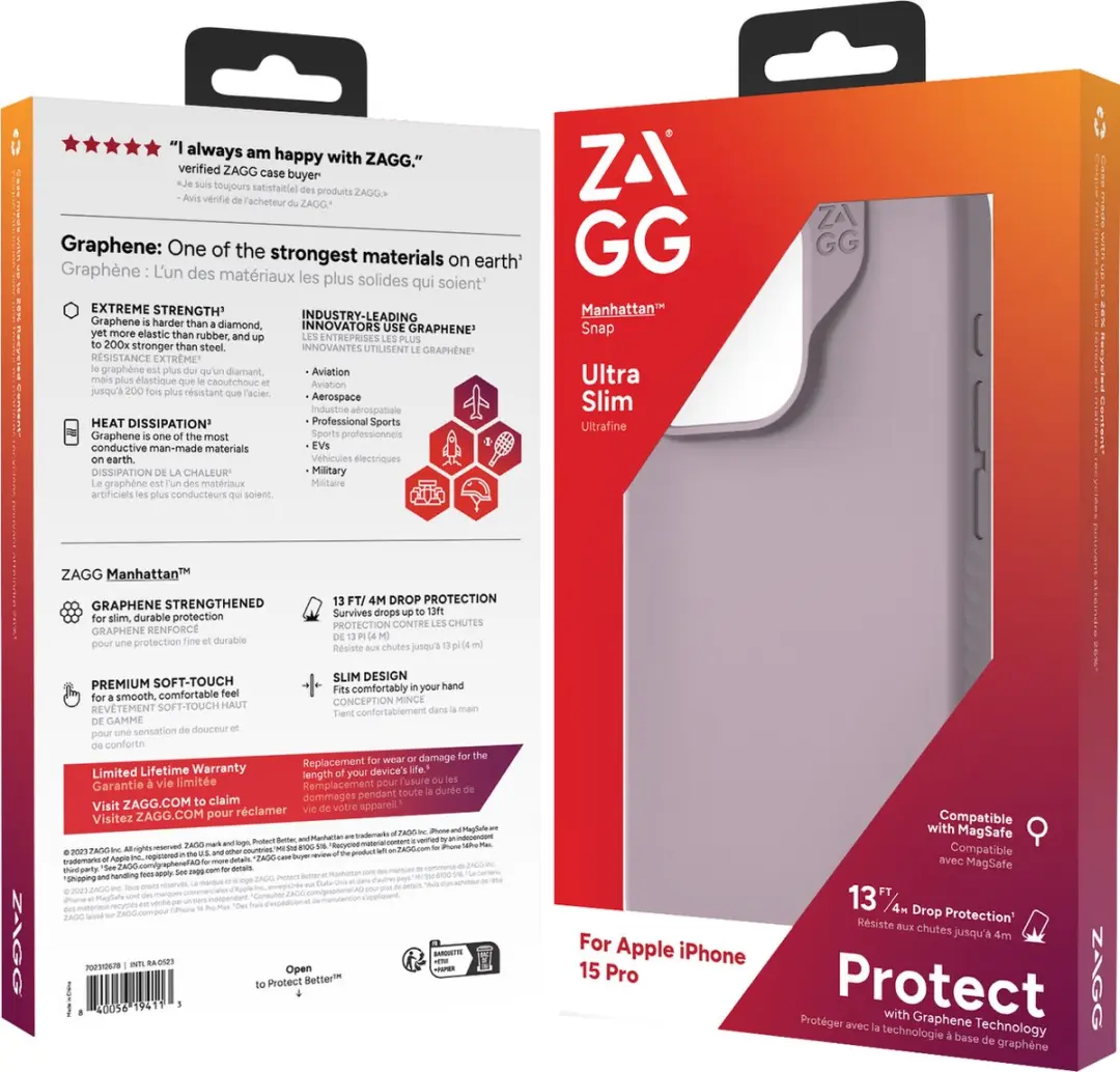 ZAGG Manhattan Snap Hoesje 702312686 - iPhone 15 Pro - Paars