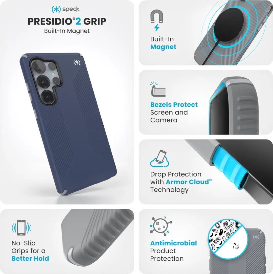 Speck Presidio2 Grip 150891-3206 Hoesje - Samsung Galaxy S25 Ultra - Blauw