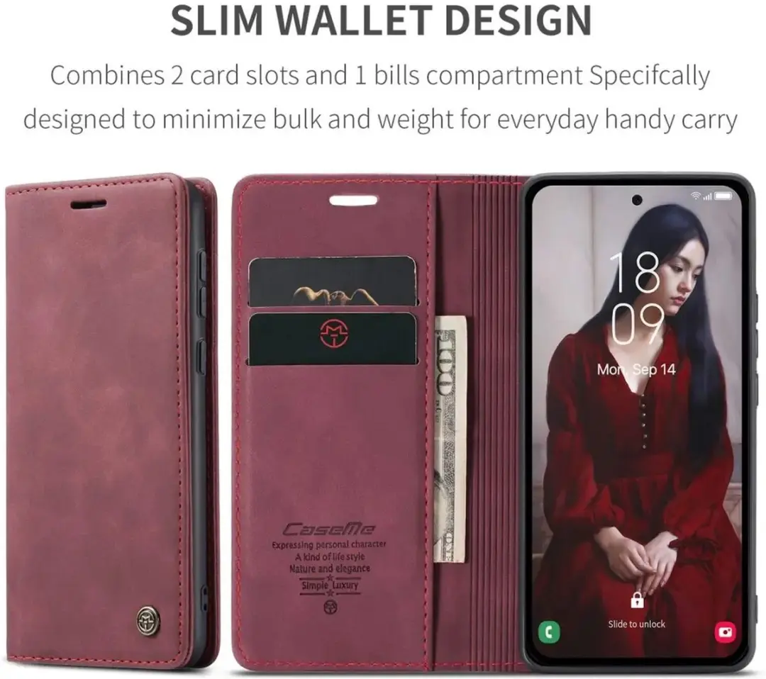 Caseme 013 Book Case Hoesje Samsung Galaxy A56 - Rood